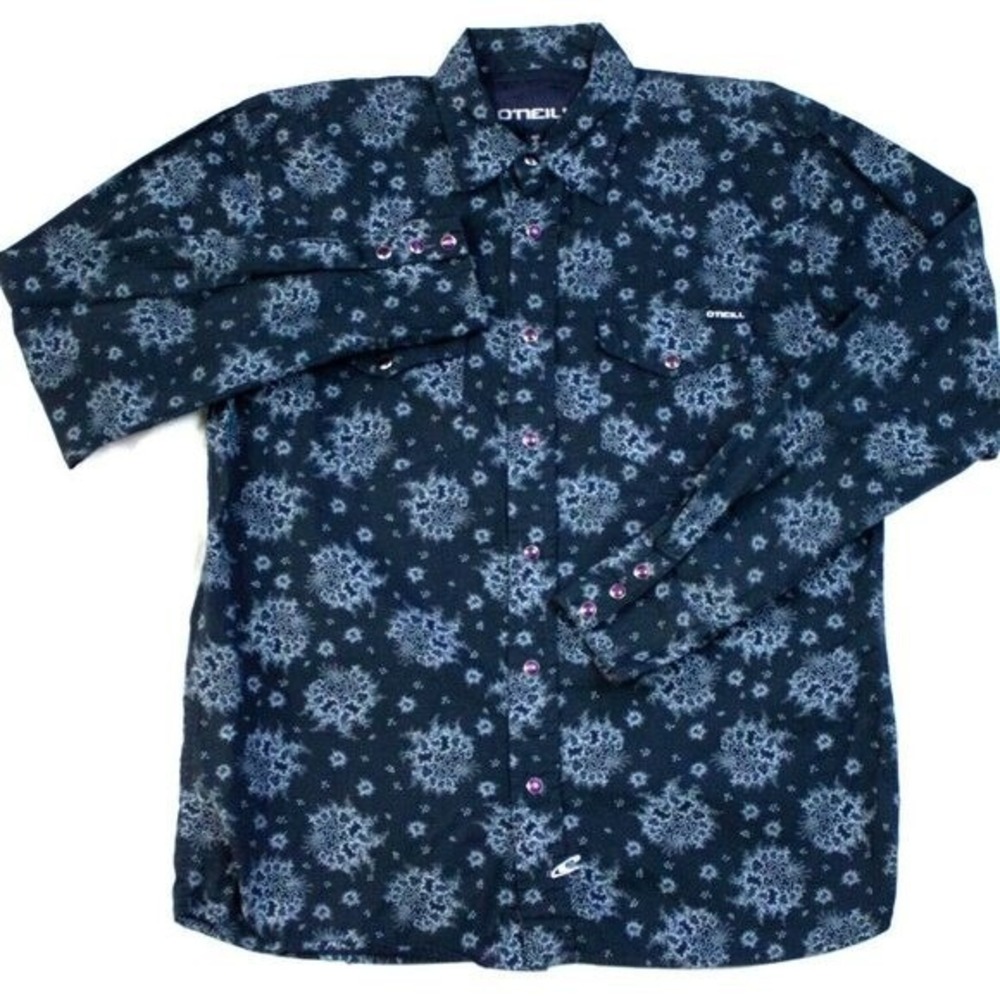 Oneill Men's‎ Long Sleeve Button Front Pearl Snap Shirt Size Medium